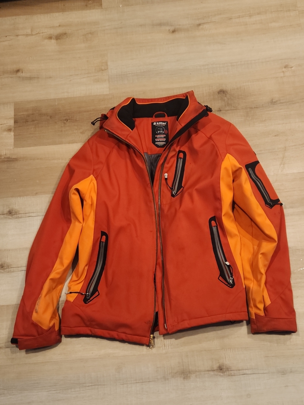 Kids Hi-Tec Orange & Yellow Waterproof Rain Jacket with Hood